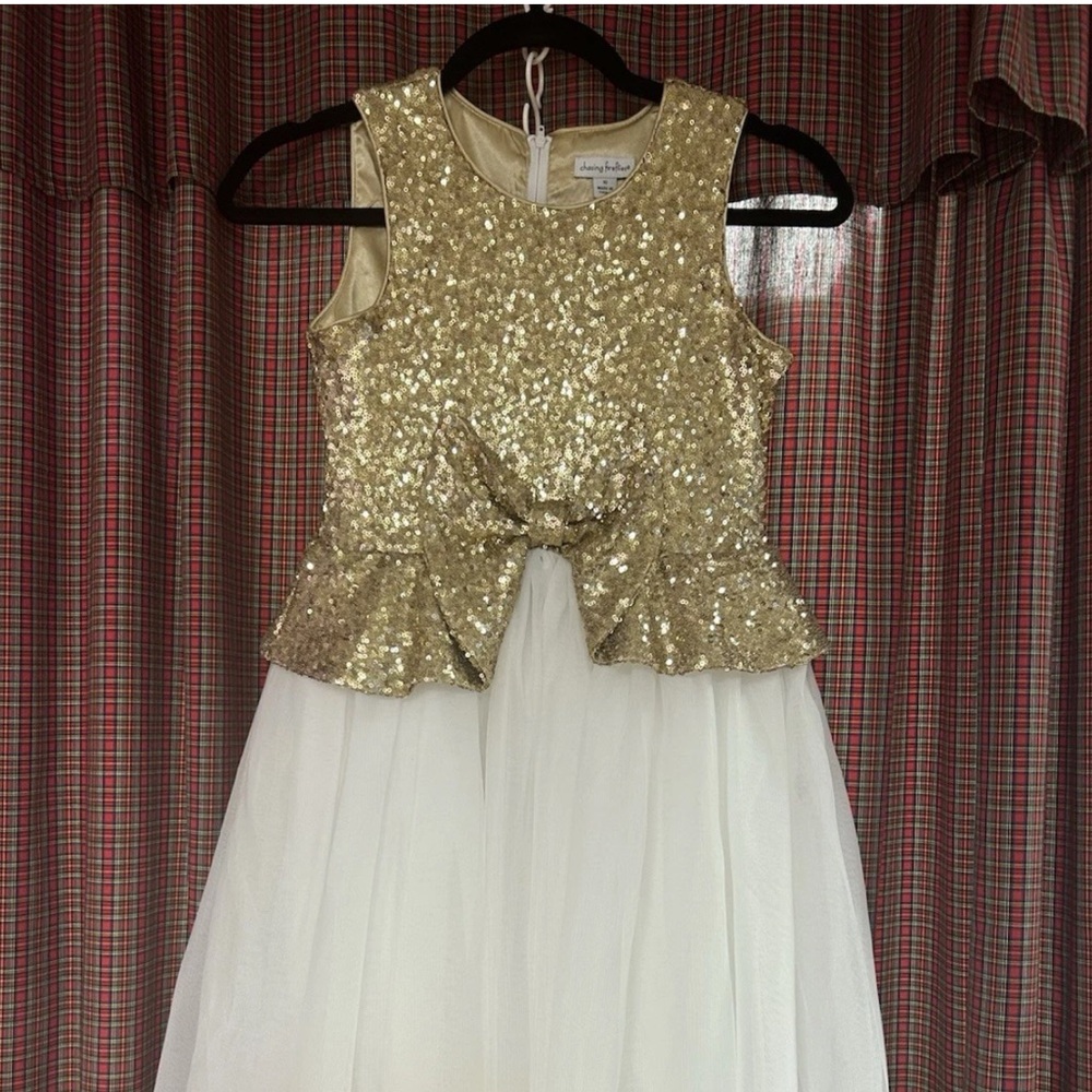 Girls Chasing Fireflies Gold Sequin Party Dress Size 10